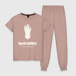 Пижама хлопковая женская Железные руки лого винтаж, цвет: пыльно-розовый