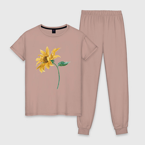 Женская пижама Branch With a Sunflower Подсолнух / Пыльно-розовый – фото 1
