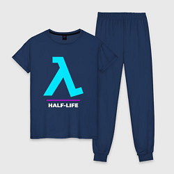 Пижама хлопковая женская Символ Half-Life в неоновых цветах, цвет: тёмно-синий