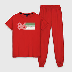 Пижама хлопковая женская 86 ретро, цвет: красный