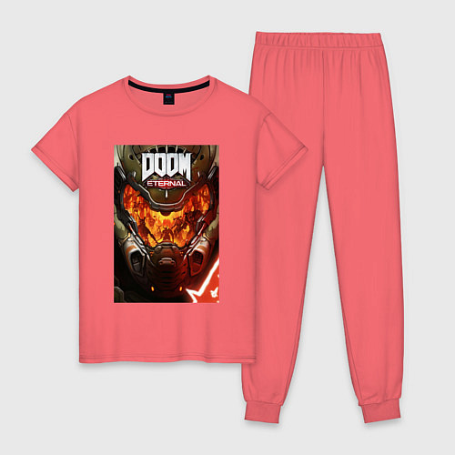 Женская пижама Doom eternal - poster / Коралловый – фото 1