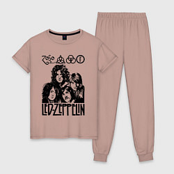 Пижама хлопковая женская Led Zeppelin Black, цвет: пыльно-розовый