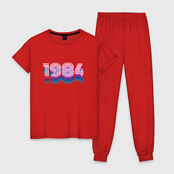 Пижама хлопковая женская 1984 Год Ретро Неон, цвет: красный