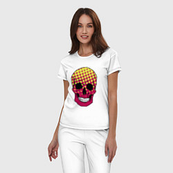 Пижама хлопковая женская Pop-art skull, цвет: белый — фото 2