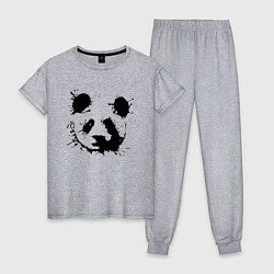 Пижама хлопковая женская Прикольный панда - клякса, цвет: меланж