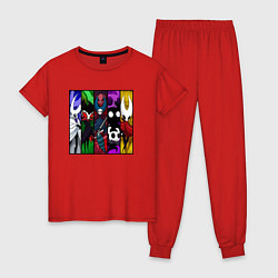 Пижама хлопковая женская Hollow Knight персонажи, цвет: красный