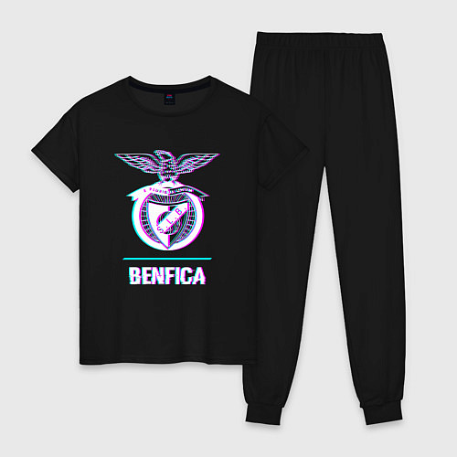 Женская пижама Benfica FC в стиле glitch / Черный – фото 1