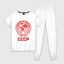 Пижама хлопковая женская Герб СССР: Советский союз, цвет: белый