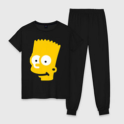 Пижама хлопковая женская Барт Симпсон - портрет, цвет: черный