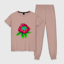 Пижама хлопковая женская Space Flower, цвет: пыльно-розовый