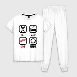 Пижама хлопковая женская Eat - sleep - Forza Horizon - repeat, цвет: белый