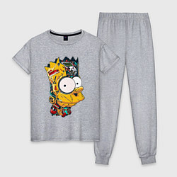 Пижама хлопковая женская Cyber-Bart - Simpsons family, цвет: меланж