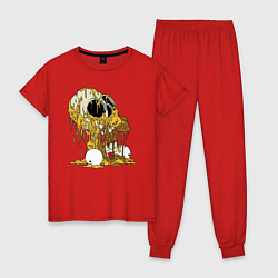 Пижама хлопковая женская Разложившийся Гомер Симпсон - ужас, цвет: красный