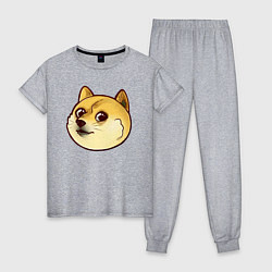 Пижама хлопковая женская Маленький щеночек Доге, цвет: меланж