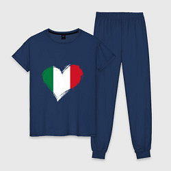 Пижама хлопковая женская Сердце - Италия, цвет: тёмно-синий
