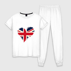 Пижама хлопковая женская Сердце - Британия, цвет: белый
