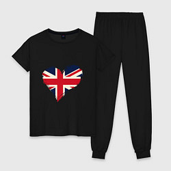 Пижама хлопковая женская Сердце - Британия, цвет: черный