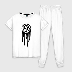 Пижама хлопковая женская Volkswagen - art logo, цвет: белый