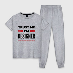 Пижама хлопковая женская Trust me - Im designer, цвет: меланж