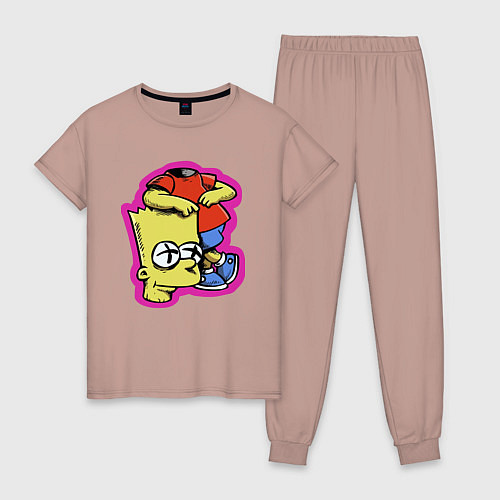 Женская пижама Барт Симпсон облокотился на собственную голову - ш / Пыльно-розовый – фото 1