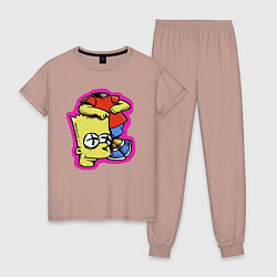 Пижама хлопковая женская Барт Симпсон облокотился на собственную голову - ш, цвет: пыльно-розовый
