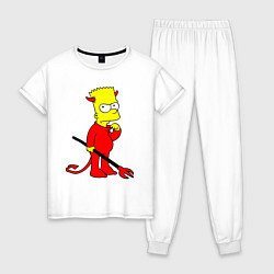 Пижама хлопковая женская Bart Simpson - devil, цвет: белый