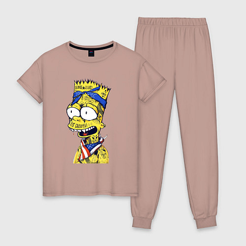 Женская пижама Барт Симпсон в татуировках - Hype / Пыльно-розовый – фото 1
