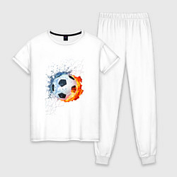 Пижама хлопковая женская Футбол - противостояние стихий, цвет: белый