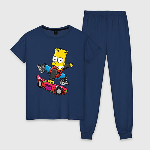 Женская пижама Барт Симпсон - крутой скейтбордист / Тёмно-синий – фото 1
