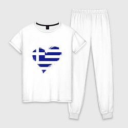 Пижама хлопковая женская Сердце - Греция, цвет: белый
