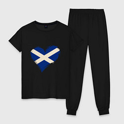Пижама хлопковая женская Сердце - Шотландия, цвет: черный