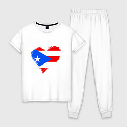 Пижама хлопковая женская Сердце - Пуэрто-Рико, цвет: белый