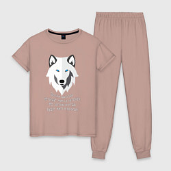 Пижама хлопковая женская Загоны в волках, цвет: пыльно-розовый