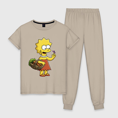 Женская пижама Lisa Simpson с гусеницей на даче / Миндальный – фото 1