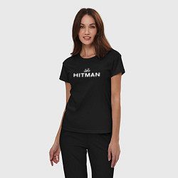 Пижама хлопковая женская Hitman - лого, цвет: черный — фото 2