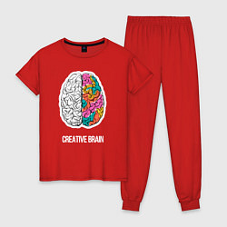 Пижама хлопковая женская Creative Brain, цвет: красный