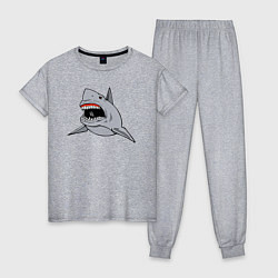 Пижама хлопковая женская Злая белая акула, цвет: меланж