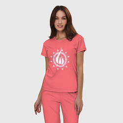 Пижама хлопковая женская In flames - logo neon, цвет: коралловый — фото 2