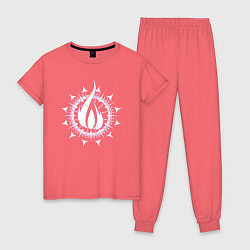 Пижама хлопковая женская In flames - logo neon, цвет: коралловый