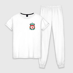 Пижама хлопковая женская Ливерпуль Логотип, цвет: белый