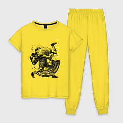 Пижама хлопковая женская Борьба, цвет: желтый