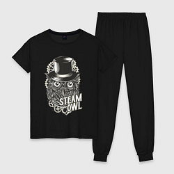 Пижама хлопковая женская Steam owl, цвет: черный