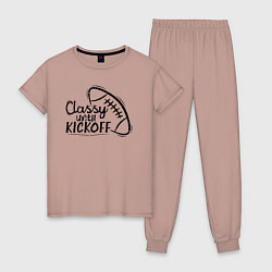 Пижама хлопковая женская Classy Until Kickoff, цвет: пыльно-розовый