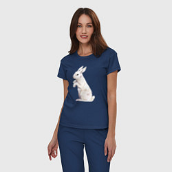 Пижама хлопковая женская Белый милый кролик, цвет: тёмно-синий — фото 2