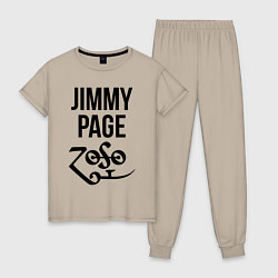 Пижама хлопковая женская Jimmy Page - Led Zeppelin - legend, цвет: миндальный