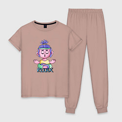 Пижама хлопковая женская Йога - время медитации, цвет: пыльно-розовый