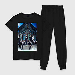 Пижама хлопковая женская Stray Kids Thunderous, цвет: черный