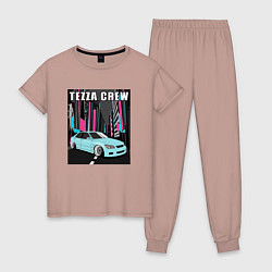 Пижама хлопковая женская Toyota Altezza Tezza Crew, цвет: пыльно-розовый