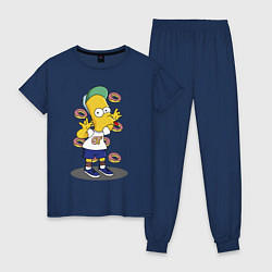 Пижама хлопковая женская Барт Симпсон показывает язык, цвет: тёмно-синий