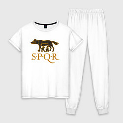 Пижама хлопковая женская Капитолийская волчица SPQR, цвет: белый